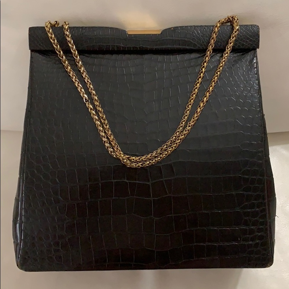 Vtg Vintage Snakeskin Design Handbag - NEEDS REFURBISHING